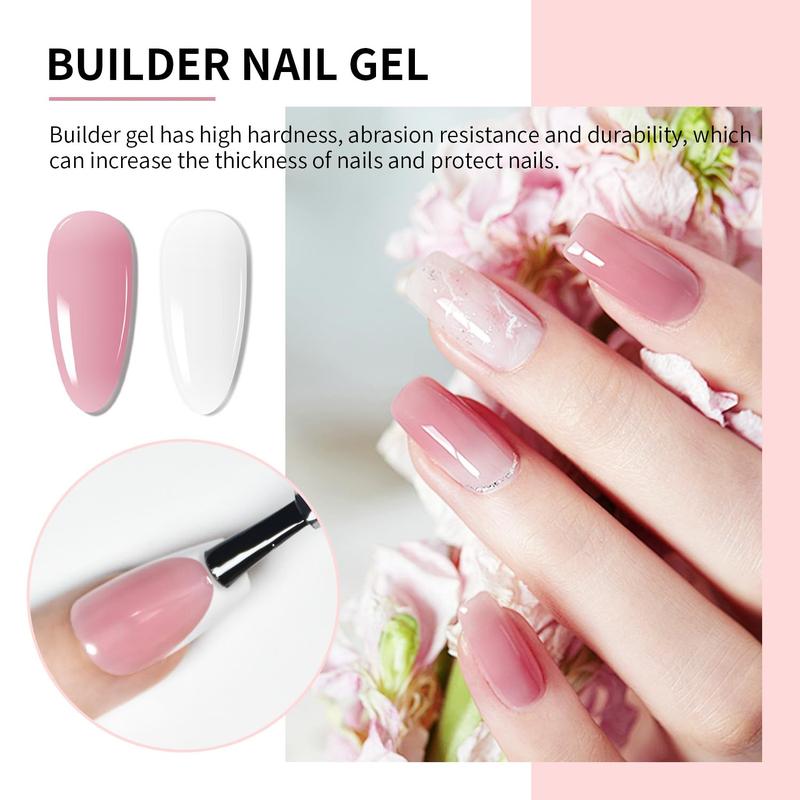 JODSONE 4 Bottles of 10 ML Capacity Builder Gel Nail Set Building Nail for Nail Apex and Extension Strengthener Hard Need to Cured By Nail Lamp