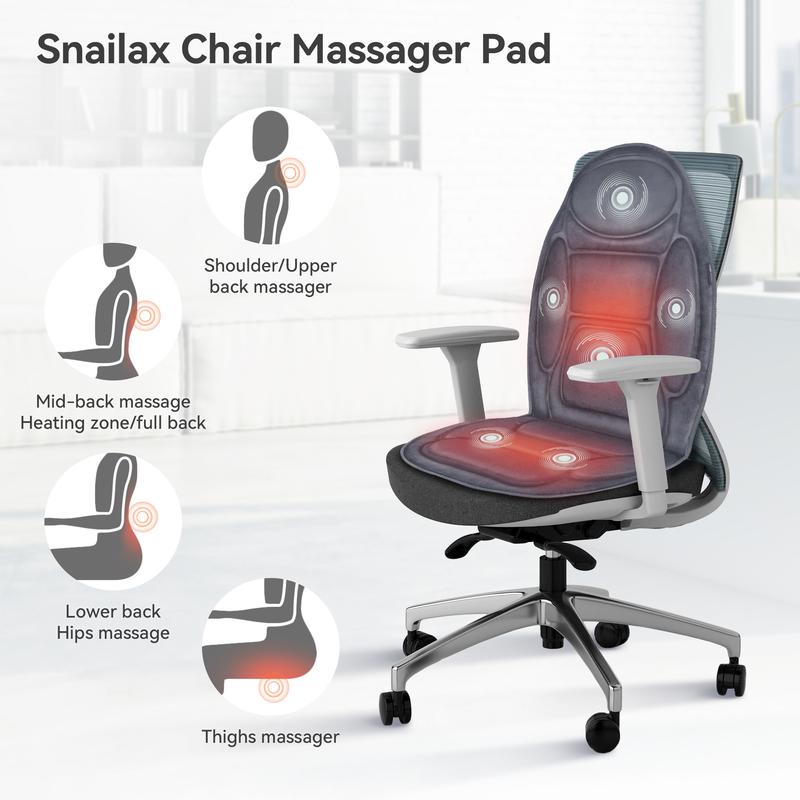 Snailax Vibration Massage Seat Cushion with Heat Adjustable  6 Vibrating Motors and 2 Heat Levels，Mom&Dad Gift