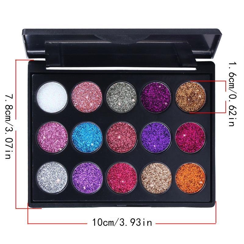 15 Color Glitter Eyeshadow Palette, Shimmering Eye Shadow Makeup Palette, Colorful Eye Makeup Products for All Styles and Occasions