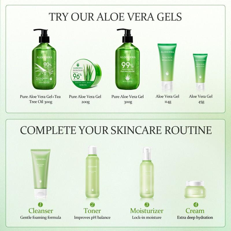 Aloderma Pure Organic Aloe Vera Gel and Hydrators - Made within 12 Hours of Harvest for Maximum Bioactivity Ideal for Skin Repair, Scalp, & Hair, Soothing Aloe Moisturizer