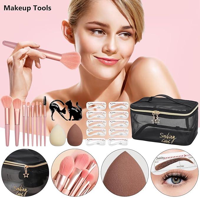 All in One Makeup Kit for Women Full Kit, Makeup Essential Bundle, Foundation Face Primer Eyeshadow,  Lipstick Eyeliner Mascara Cosmetic Brush Set