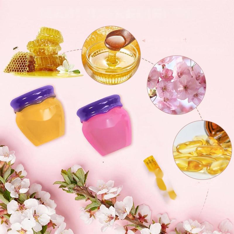 2PCS Lip Mask Overnight, Honey&Sakura Day and Night Repair Sleeping Lip Balm, Fade Lip Lines Bee Balm, Hydrating &Prevention Dry and Crack Lip Scrubs Exfoliator