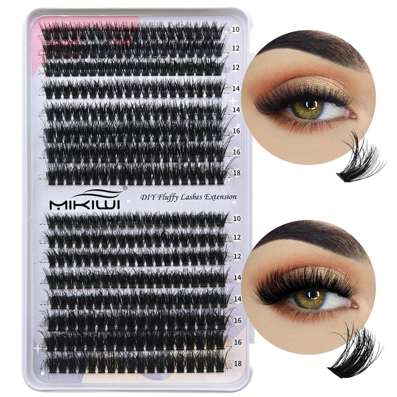 320 Pcs Lashes Cluster 60D+80D 12-18MM Mixed Cluster Lashes 16 Rows Eyelash Extensions Makeup Cosmetic DIY Fluffy D Curl Cluster Eyelashes