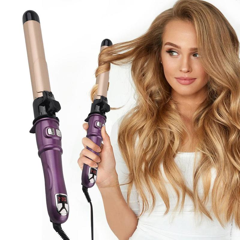 Rotating Curling Iron, 1.1 Inch Multifunctional Hair Curler for Beach Waves, Professional Automatic Hair Styling Tool for All Hair Types, Multi-setting Temperature Waves Curler