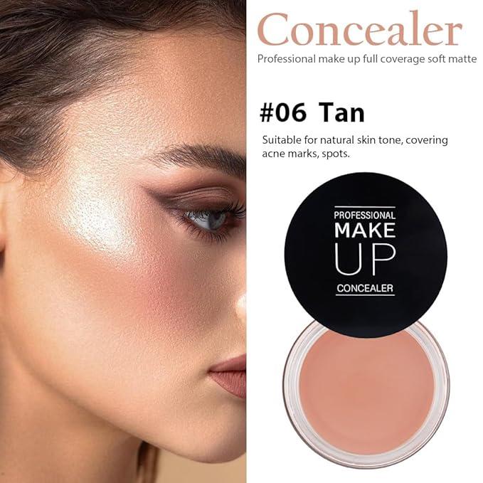 Pot Concealer with Makeup Brush Set,Tattoo Color Correcting Concealer,Full Face Color Correcting Conceal Foundation,Under Eye Concealer Brightener Dark Eye Ring corrector de ojeras