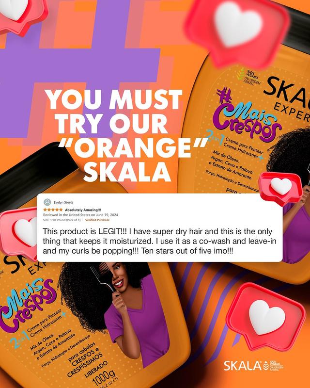 Skala Expert Brazilian Hair Care 3-Piece Kit for curly hair: Mais Cachos, Maracuja & Mais Crespos Treatments (1000g Each) Haircare curly