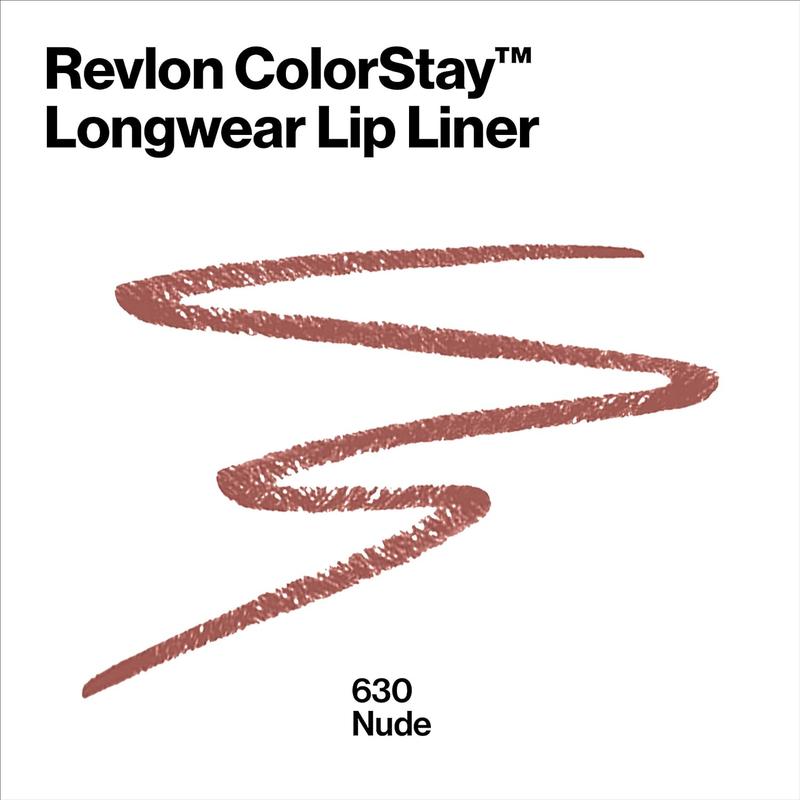 Revlon Lip Liner, Colorstay Lip Makeup with Built-in-Sharpener, Longwear Rich Lip Colors, Smooth Application, 630 Nude, 0.01 oz Eyeliner Lipliner