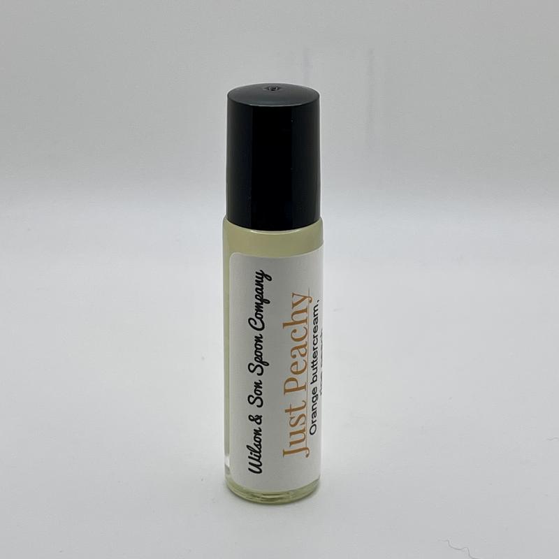 Just Peachy Roll-on Body Oil - Unisex aroma with Orange, Peach, Cinnamon, and Vanilla scents