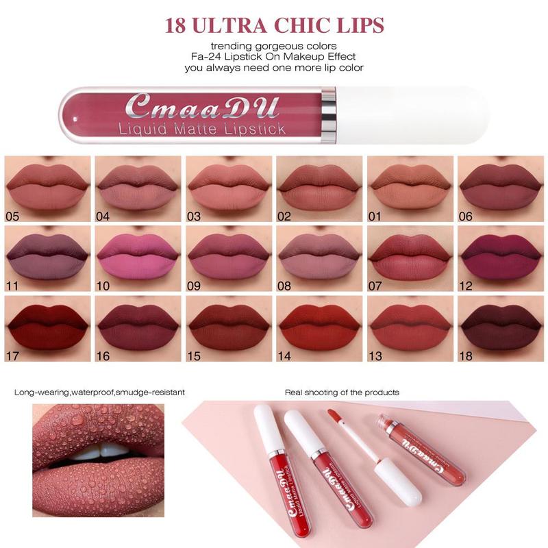 Comfort Skincare Matte Liquid Lipstick, Cosmetic Long-Lasting Waterproof Lipcare Lip Gloss for Beginner, Makeup Product