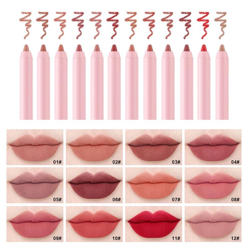 Multi Stick Lip Liners Makeup Products, 12pcs set Long Lasting Lip Liners Set, Waterproof Matte Lip Liner Pencil Suitable for All Occasions Lip Makeup for Girls and Women, Christmas Gift