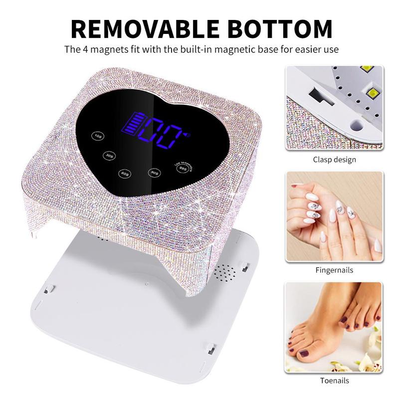 Rechargeable UV Nail Lamp, 1 Box Fast Nail Dryer Curing Lamp with 5 Timer Settings, Touch Control and Auto Sensor Nail Art Tool for Salon and Home