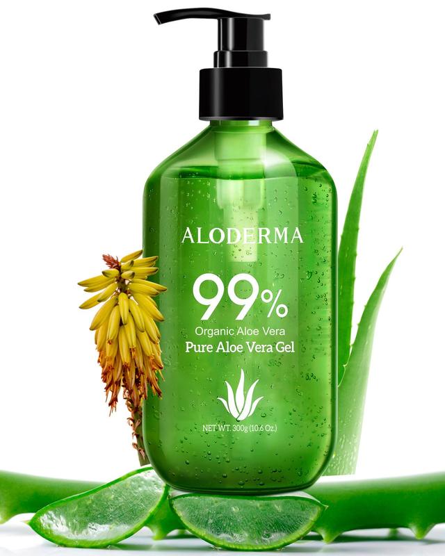 Aloderma Pure Organic Aloe Vera Gel and Hydrators - Made within 12 Hours of Harvest for Maximum Bioactivity Ideal for Skin Repair, Scalp, & Hair, Soothing Aloe Moisturizer