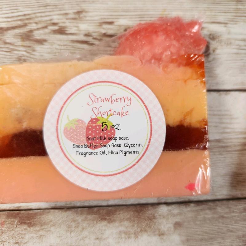 Strawberry Shortcake Handmade All Natural Goat Milk & Shea Butter Soap Makeup Brush Cleaner. Cute Handcrafted Soap. Yoni Soap Bar kitty