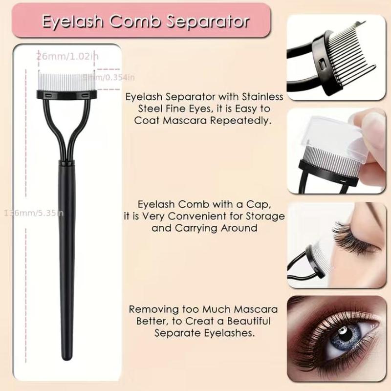 Eye Makeup Tool Set, 16pcs Including Eyelash Curler & Eyelash Comb Separator & Mascara Brush & Double-ended Eyebrow Brush & Curler Replacement Pad, Summer Gift, Makeup Set