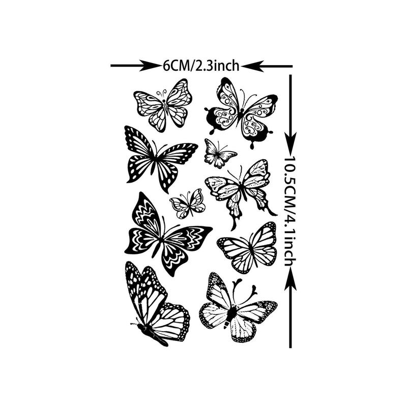 Butterfly & Snake Pattern Makeup Temporary Tattoo Sticker for Music Festival Makeup Decor, 15pcs Waterproof Cosmetic Fake Tattoo Sticker for Women & Girls, Christmas Gift