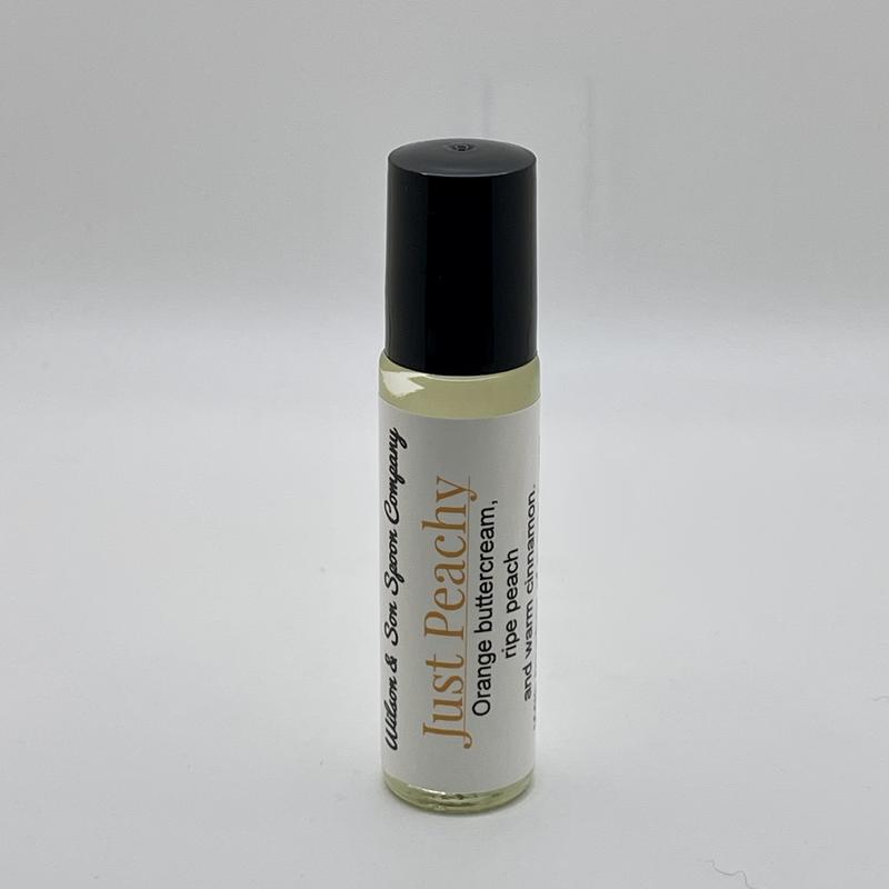 Just Peachy Roll-on Body Oil - Unisex aroma with Orange, Peach, Cinnamon, and Vanilla scents