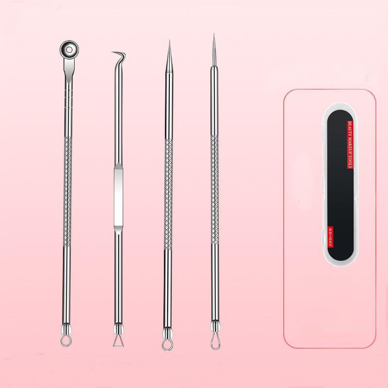 Blackhead Cleaning Tool Set, 4 Counts set Blackhead Extractor Tool with Accessories, Professional Skin Care Tool for Women & Men