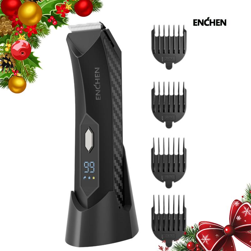 Men's Electric Body Hair Trimmer - Replaceable Ceramic Blades, Cordless, Quick, Waterproof, Full Body Wash, Manscape Groin Trimmer Shaver