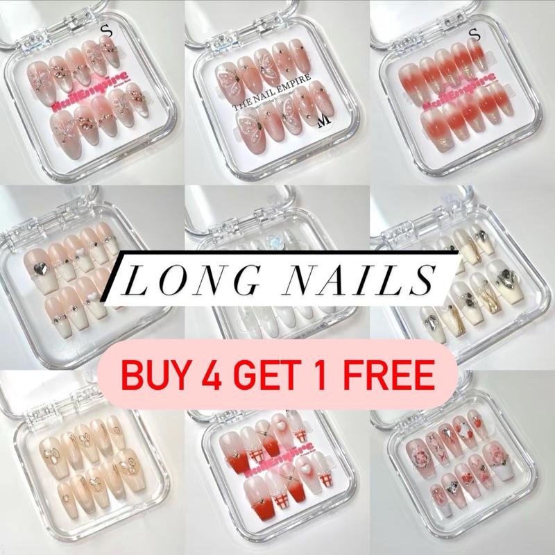 LONG NAILS The Nail Empire Handmade 3D Press On Nails | Alcohol Free Fragrance Free High Gloss Waterproof Long-lasting | Cute| Glossy | Reusable | Most Affordable | High Quality | Nail haven| Nail heaven|