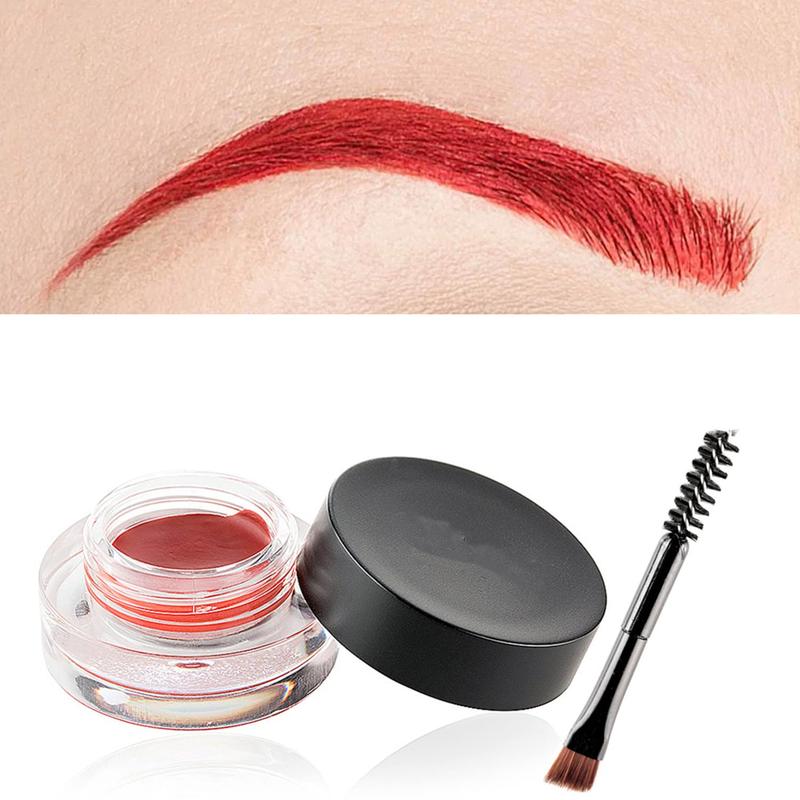 12 Colors Eyebrow Pomade Full-pigmented Long Lasting  Eyebrow Cream Gel Filling & Shaping Tinted Eyebrows Enhancers with Brush for Daily or Party (07 Bright Red)