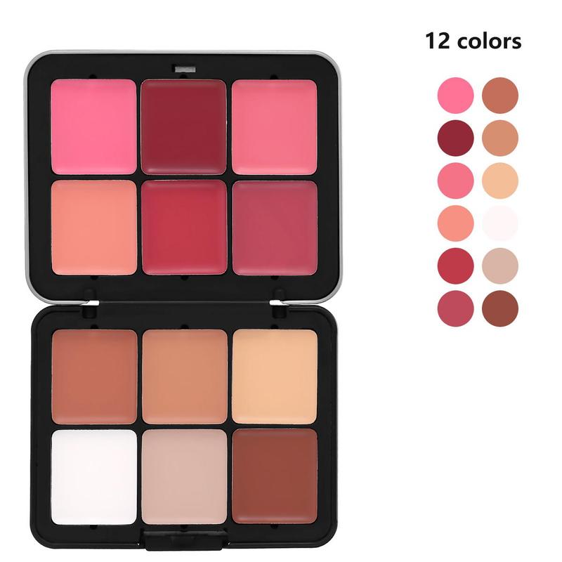 12 Color Blush Palette, Long Lasting Matte Blush Palette for Christmas Gift, Multipurpose Concealer Highlighter Palette, Makeup Palette for Women & Girls