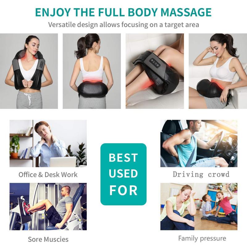 Cordless Back & Shoulder & Neck Massager, 1 Box Electric Deep Tissue Kneading Massage with Heat, Heartfelt Gift, Personal Care Appliances,  Comfort  Body Massager, Back Massager, Massage Machine