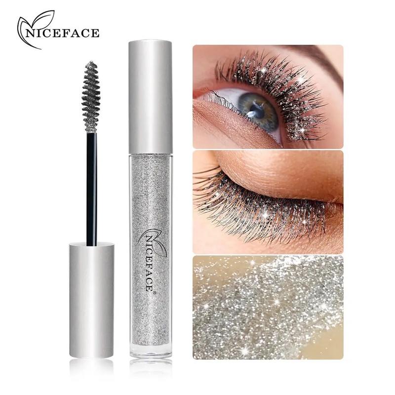 Diamond Glitter Mascara Fast Dry Eyelashes Curling Extension Makeup Waterproof Long-lasting Lengthens Eye Lash Black Mascara 4D Long-lasting Long-lasting Cosmetic White