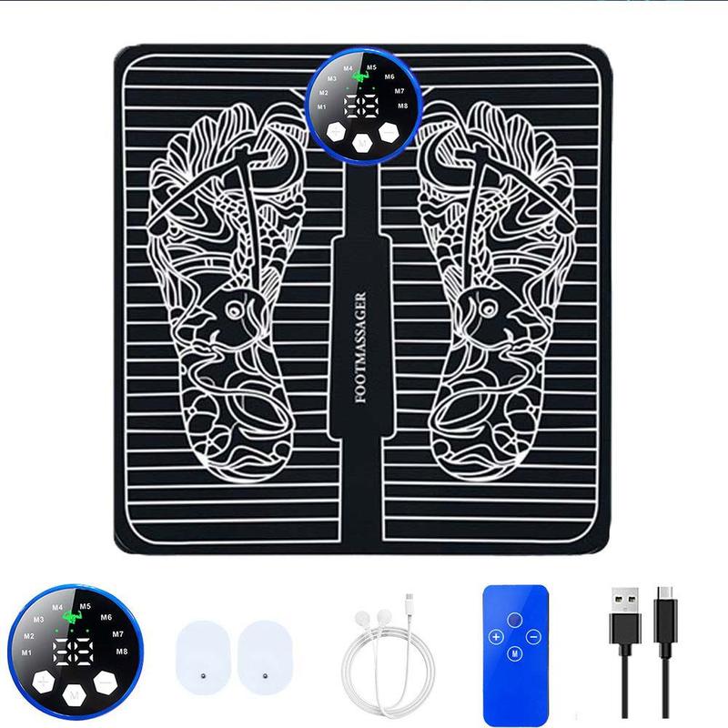 Portable Foldable Foot Massager, 1 Set 8 Modes 29 Gear Foot Massage Pad, Plantar Muscle Massage Stimulator, Foot Massage Machine for Home & Travel