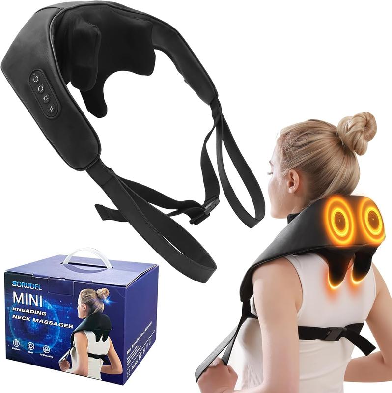 Neck Massager Roller with Heat Shiatsu Deep Tissue Kneading Massager Neck and Back Massager Gift for Mom Dad Christmas Black