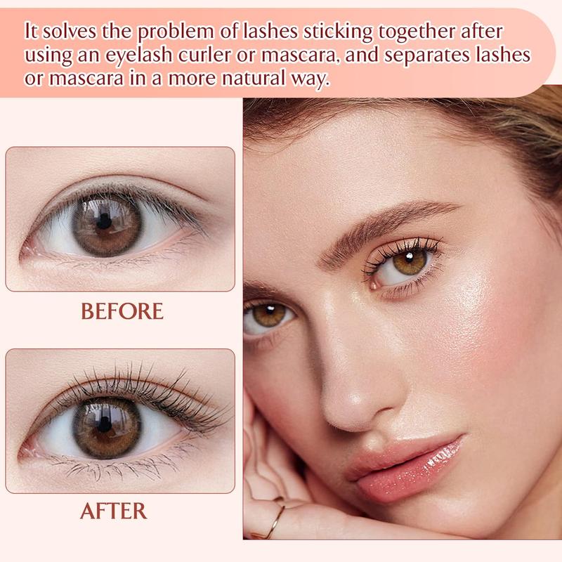 Naked Pink Eyelash Comb Separator with Cover - Arc Design Lash Definer Comb Makeup Mascara Applicator - Eye Cosmetic Brush Tool