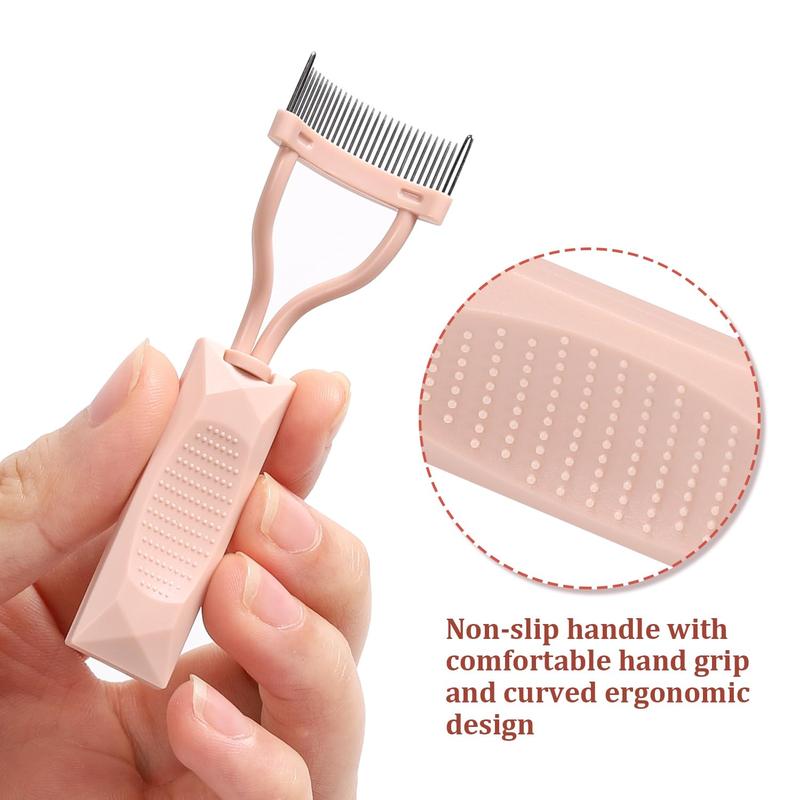 Naked Pink Eyelash Comb Separator with Cover - Arc Design Lash Definer Comb Makeup Mascara Applicator - Eye Cosmetic Brush Tool