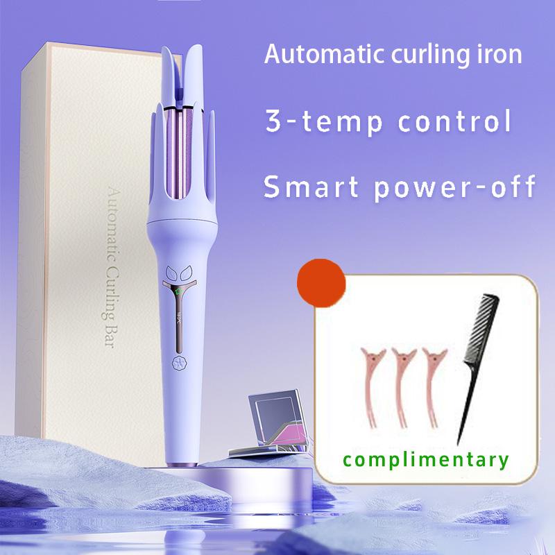 Automatic Curling Iron, 3 Heat Settings Ceramic Hair Curler, Negative Ion Curling Wand for Damage-Free Styling, Lightweight and Beginner-Friendly Hair Tool, Travel Curling Iron with Auto Shut-Off, Voltage Hair Tool Anti-Scald Dual crimper