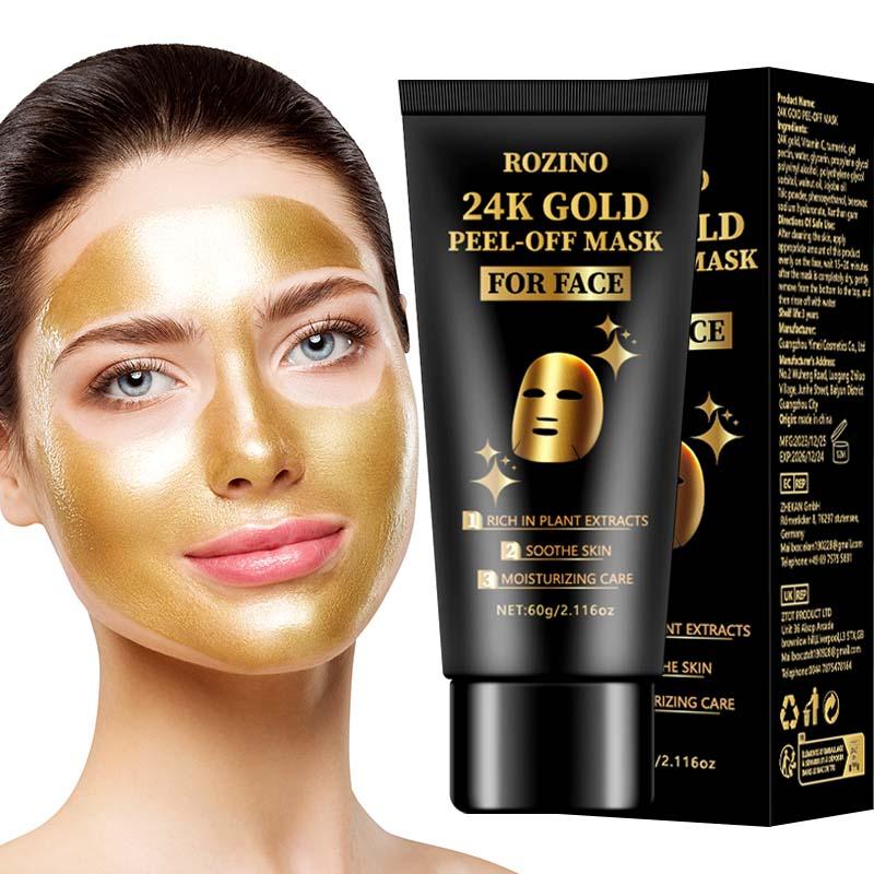 24k Gold Peel Off Mask, 1 Box Deep Cleansing & Nourishing Face Mask, Moisturizing Face Mask, Face Care Product for Women & Men