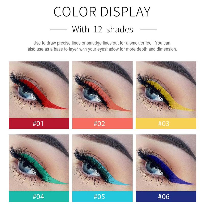 Long Lasting Eyeliner Pen, 12pcs set Waterproof Eyeliner Pencil, Quick Drying Eyeliner Pen with Precise Flexible Tip and Comfortable Grip