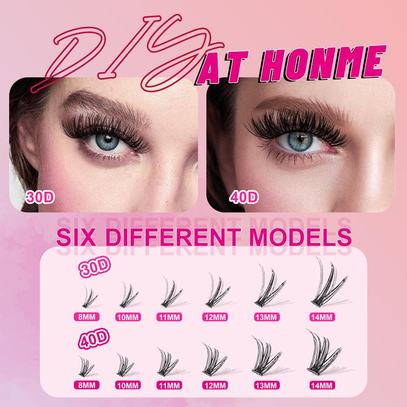 240DIYDeluxe False Eyelash Sets, Eyelash Extension Sets Volume Eyelash Extension Sets 8-17mm Fluffy Eyelash Curler 30+40D Personalized Eyelash Set with Eyelash Adhesive, Eyelash Remover, Eyelash Applicator,makeup gift mascara cosmetic eyelashes extensions