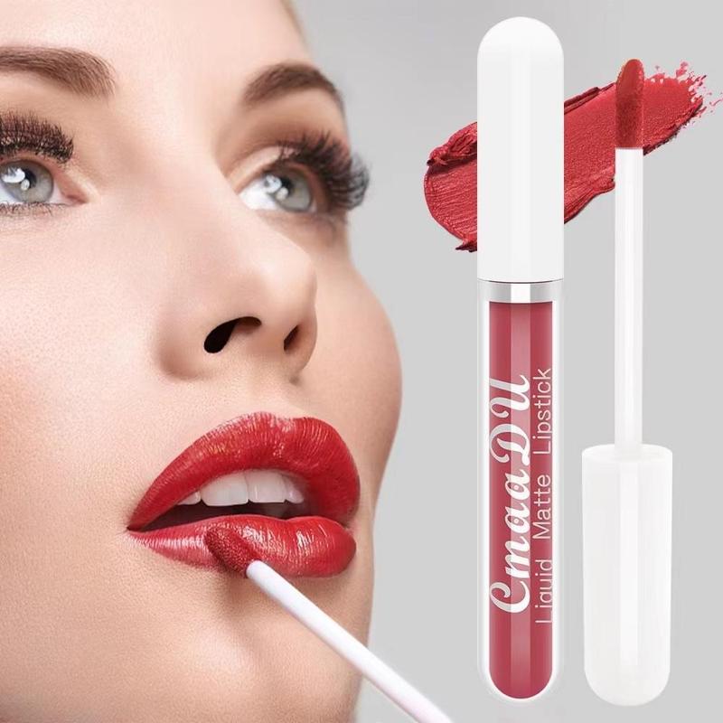 Long-lasting Matte Liquid Lipstick - Waterproof, Non-stick, Fruit Scented, Sweatproof, Hydrating, Lightweight, Durable Makeup for Dining, Swimming, Summer - Fruit Fragrance, Cup-shaped Applicator, Boyfriend Gift, Beetlejuice Makeup