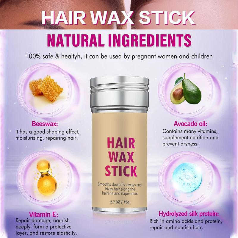 Summer 75g Hair Wax Stick, Non-Greasy Hair Edge Control Frizz Control Hair Stick, Hair Wax Gel, Long Lasting Hair Pomade Stick Hair Styling Gel, Flyaway Hair Tamer Wig Smoothing Wax Cream, Hair Styling Product, Back To School