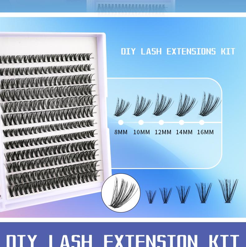 Eyelash 240pcs DIY Eyelash Expansion Kit 30+40D, Eyelash Waterproof Bonding and Sealing DIY Eyelash Extensions Eyelash Poly Bundle Waterproof Eyelash Poly Kit Cosmetics, Eyelash Extensions, Makeup, Gifts Contour Curler