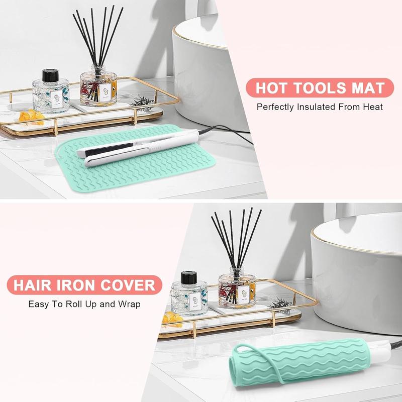 Plus Size Silicone Heat Resistant Mat, Portable Travel Hot Tools Pad Cover for Curling Iron, Flat Iron, Hair Straightener and Other Hair Styling Tools(12.0