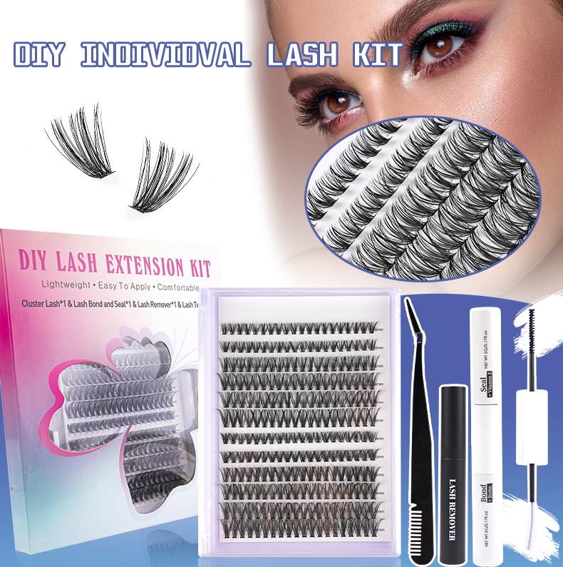 Eyelash 240pcs DIY Eyelash Expansion Kit 30+40D, Eyelash Waterproof Bonding and Sealing DIY Eyelash Extensions Eyelash Poly Bundle Waterproof Eyelash Poly Kit Cosmetics, Eyelash Extensions, Makeup, Gifts Contour Curler