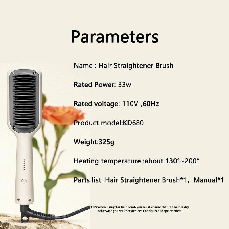 Hair Straightener Brush, 1 Count 5 Temperature Adjustment Hair Straightener Comb, Anti-scalding Comb Teeth, Smooth Hair Unkempt