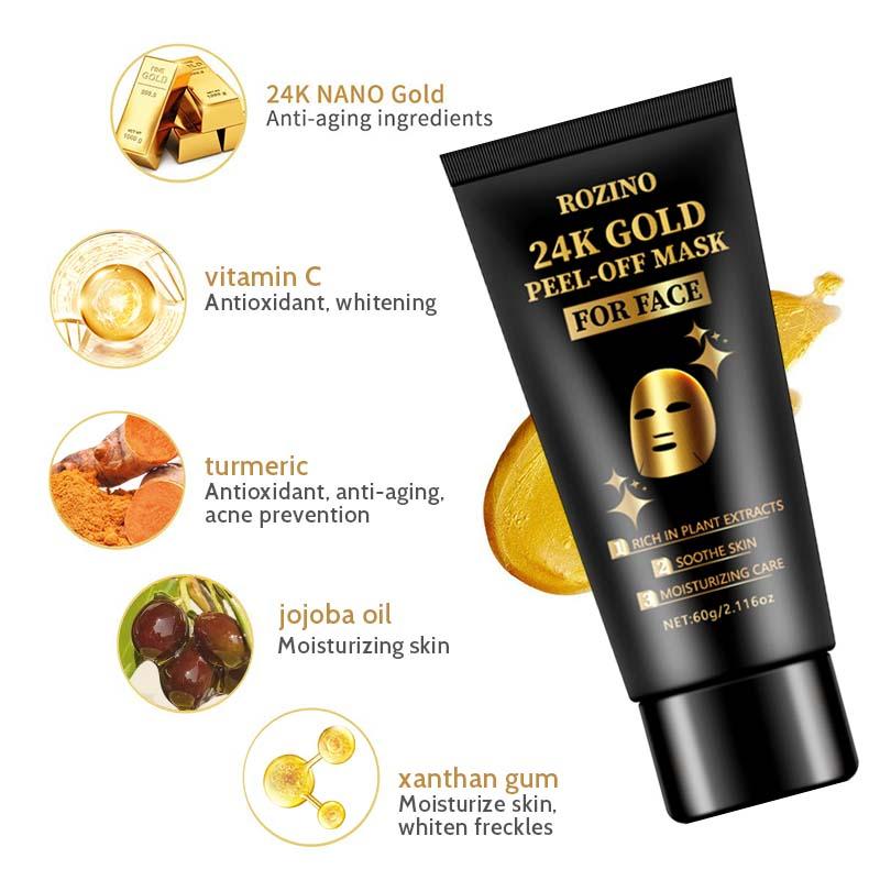 24k Gold Peel Off Mask, 1 Box Deep Cleansing & Nourishing Face Mask, Moisturizing Face Mask, Face Care Product for Women & Men