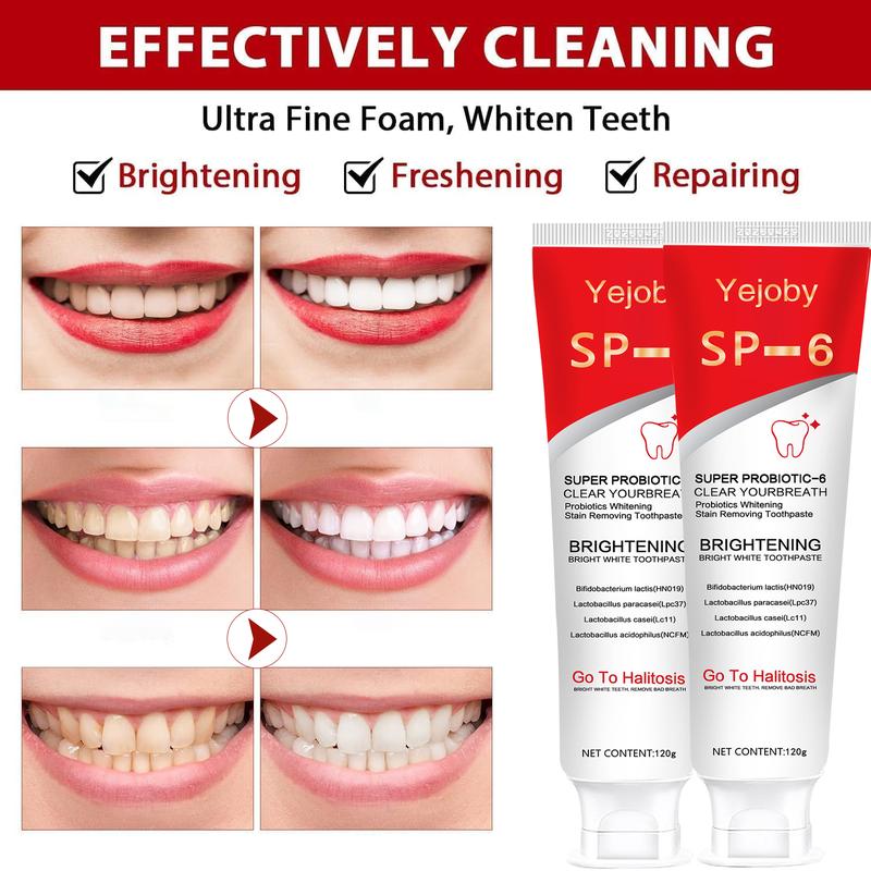 2024 SP-6 Probiotic Toothpaste：Enhanced Formula Balances The Oral Microbiome, Removes Stains, And Provides Long-lasting Fresh Breath.