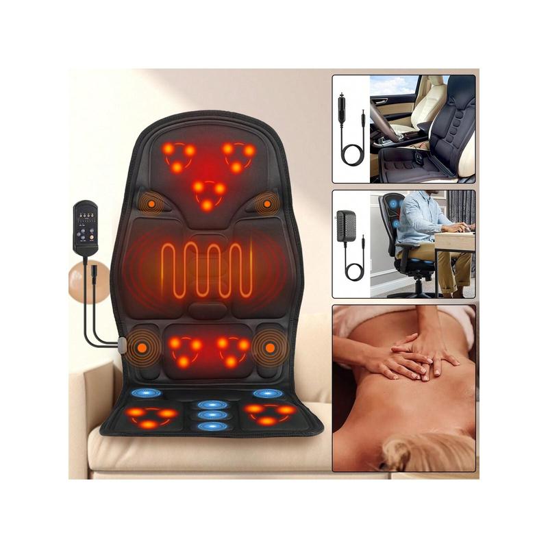 Dazone Massage Seat Cushion Pad, 8 Modes Electric Heated Back Neck Leg Full Body Massager Chair Pad For Car, Home, Office