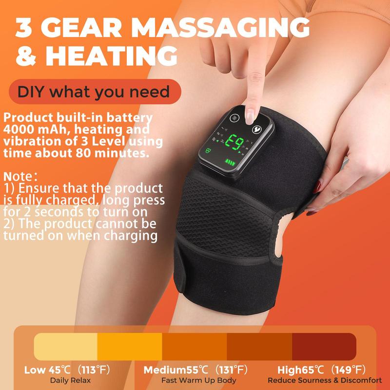 Heating Knee Massager, Knee Shoulder Elbow 3-in-1 Heating Vibration Massagers, Body Care Wireless Hot Compress Body Massager for Muscle, Birthday Gifts, Gift for Christmas & Fall, Winter Gift