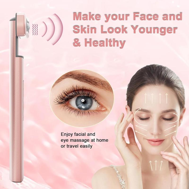 6-in-1 LED Light Therapy Eye Equipment for Skin, Facial Massager with Vibrations & Thermal, Anti-Aging Beauty Wand for Wrinkle Reduction