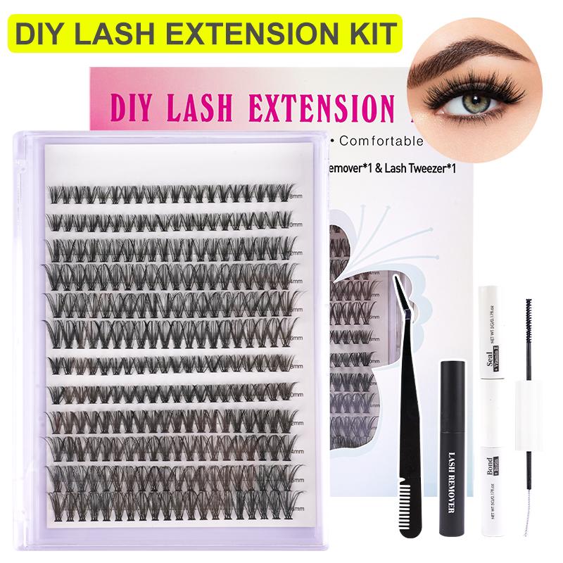 Eyelash 240pcs DIY Eyelash Expansion Kit 30+40D, Eyelash Waterproof Bonding and Sealing DIY Eyelash Extensions Eyelash Poly Bundle Waterproof Eyelash Poly Kit Cosmetics, Eyelash Extensions, Makeup, Gifts Contour Curler