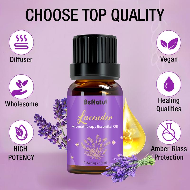 BeNatu 10ML Lavender essential oil, a versatile essential oil that provides moisture to hair and makes hair look thicker, contains plant extracts and is suitable for all hair types, both men and women