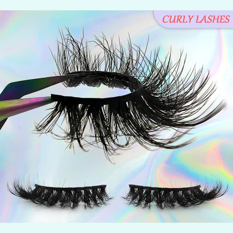 Cat Eye Look False Eyelashes, 4 Pairs Natural Look Thick & Curly False Eyelashes Clusters, Lash Extension Eye Makeup Product for Women, Individual Lashes Clusters Kit