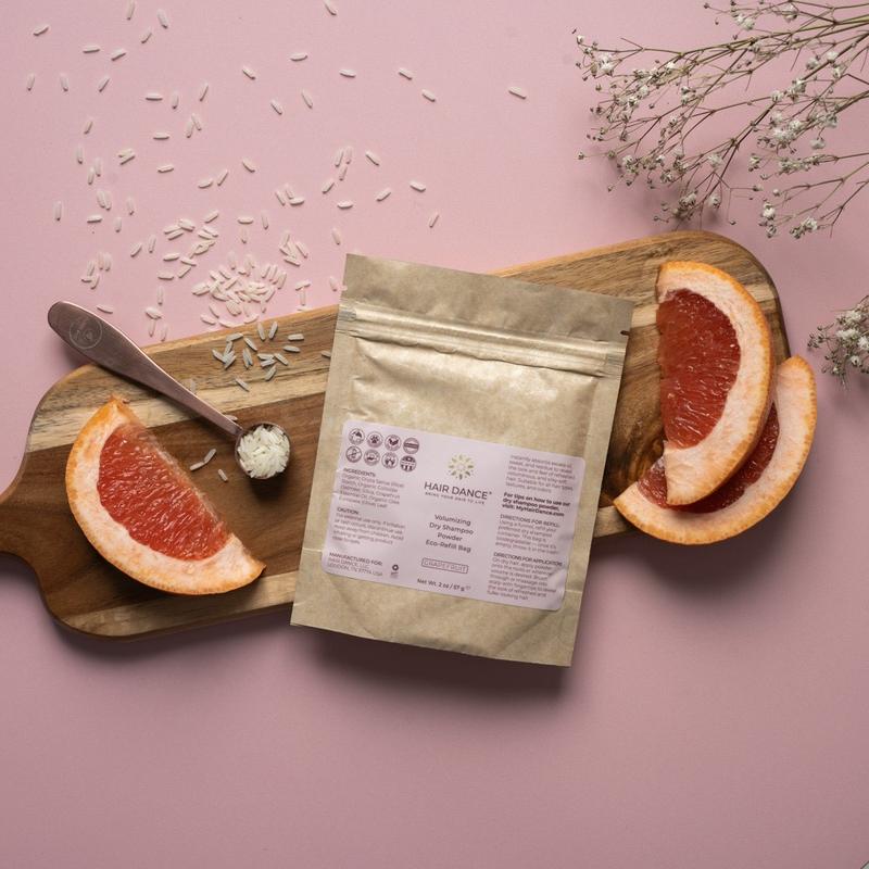 Dry Shampoo Powder Eco-Refill Bag in Grapefruit - Organic Ingredients - Volumizing & Lightweight (2 oz)